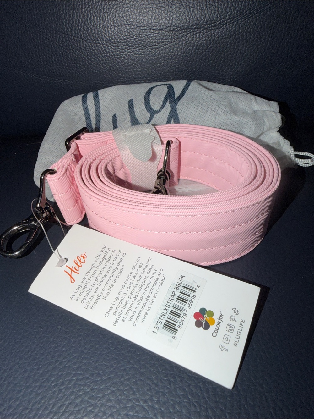 lug satin Luxe 1.5” Crossbody Strap Bubble Pink